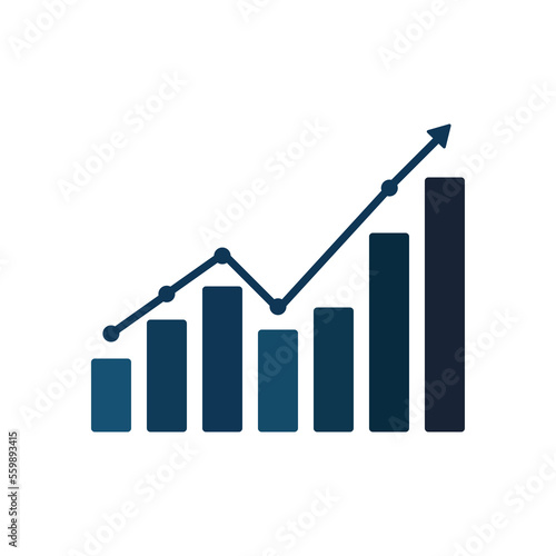 Chart with arrow moving up for business growth concept.