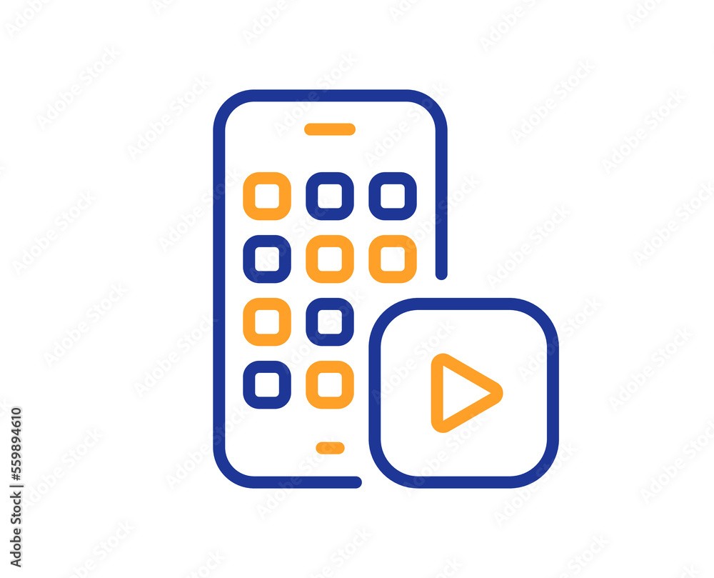 Phone app line icon. Smartphone application sign. Cellphone mobile device symbol. Colorful thin line outline concept. Linear style phone app icon. Editable stroke. Vector Phone app line icon. Smartphone application sign. Cellphone mobile device symbol. Colorful thin line outline concept. Linear style phone app icon. Editable stroke. Vector