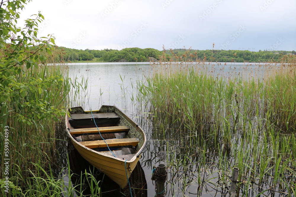 Boat at Lake Stensjön in Mölndal Gothenburg, Sweden