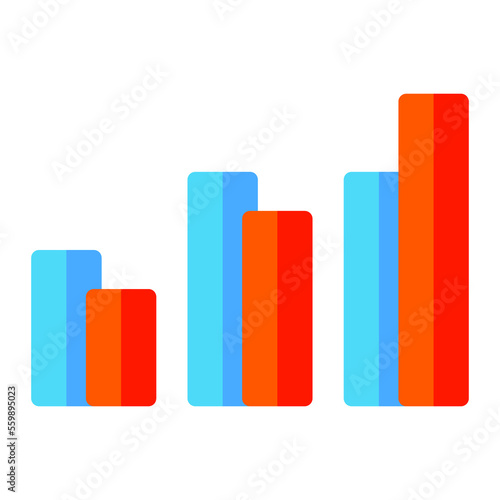 Isolated statistics graph in flat icon on white background. Growth, analytics, seo and web