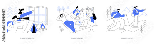 Summer adventure abstract concept vector illustrations.