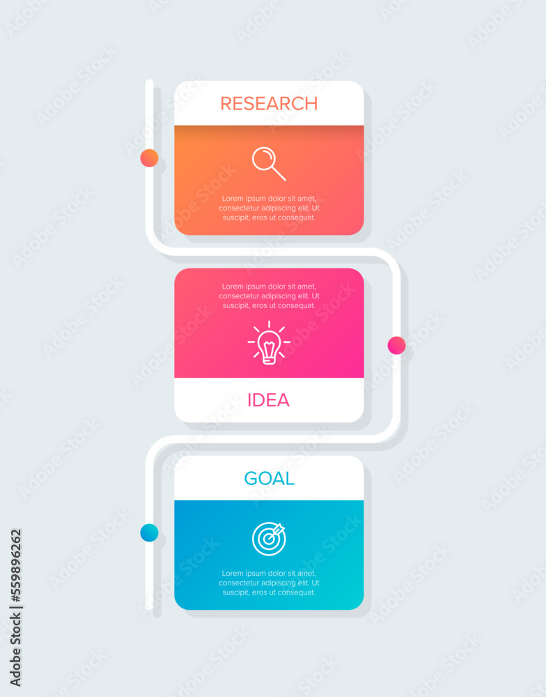 Obraz premium Vertical infographic design with icons and 3 options or steps. Thin line. Infographics business concept. Can be used for info graphics, flow charts, presentations, mobile web sites, printed materials.