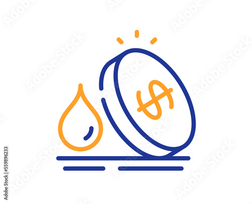 Fuel prices line icon. Petrol price sign. Diesel rate symbol. Colorful thin line outline concept. Linear style fuel price icon. Editable stroke. Vector