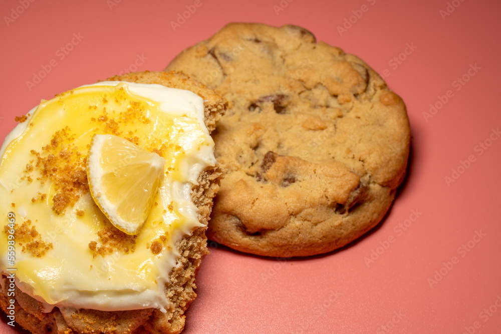 Gormet Lemon Cookie on a pink Background Gormet Lemon Cookie on a pink Background