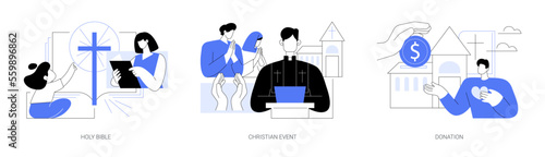 Church gathering abstract concept vector illustrations.