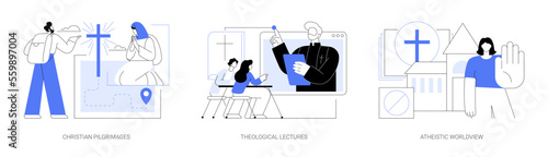 Religious doctrine abstract concept vector illustrations.
