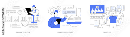 Logistics industry abstract concept vector illustrations.