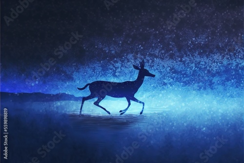 Deer walking on the water