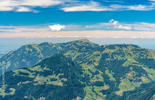 Switzerland 2022, Beautiful view of the Alps from Niederbauen. Rigi Mountains.