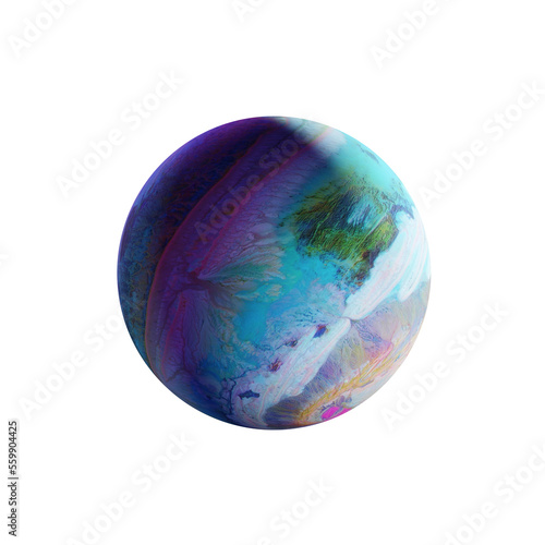 3d render, abstract planet symbol, geometric shape with neon light
