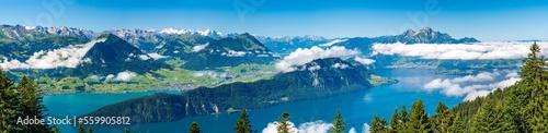 Switzerland 2022  Beautiful view of the Alps.Panorama of Lake Luzern.