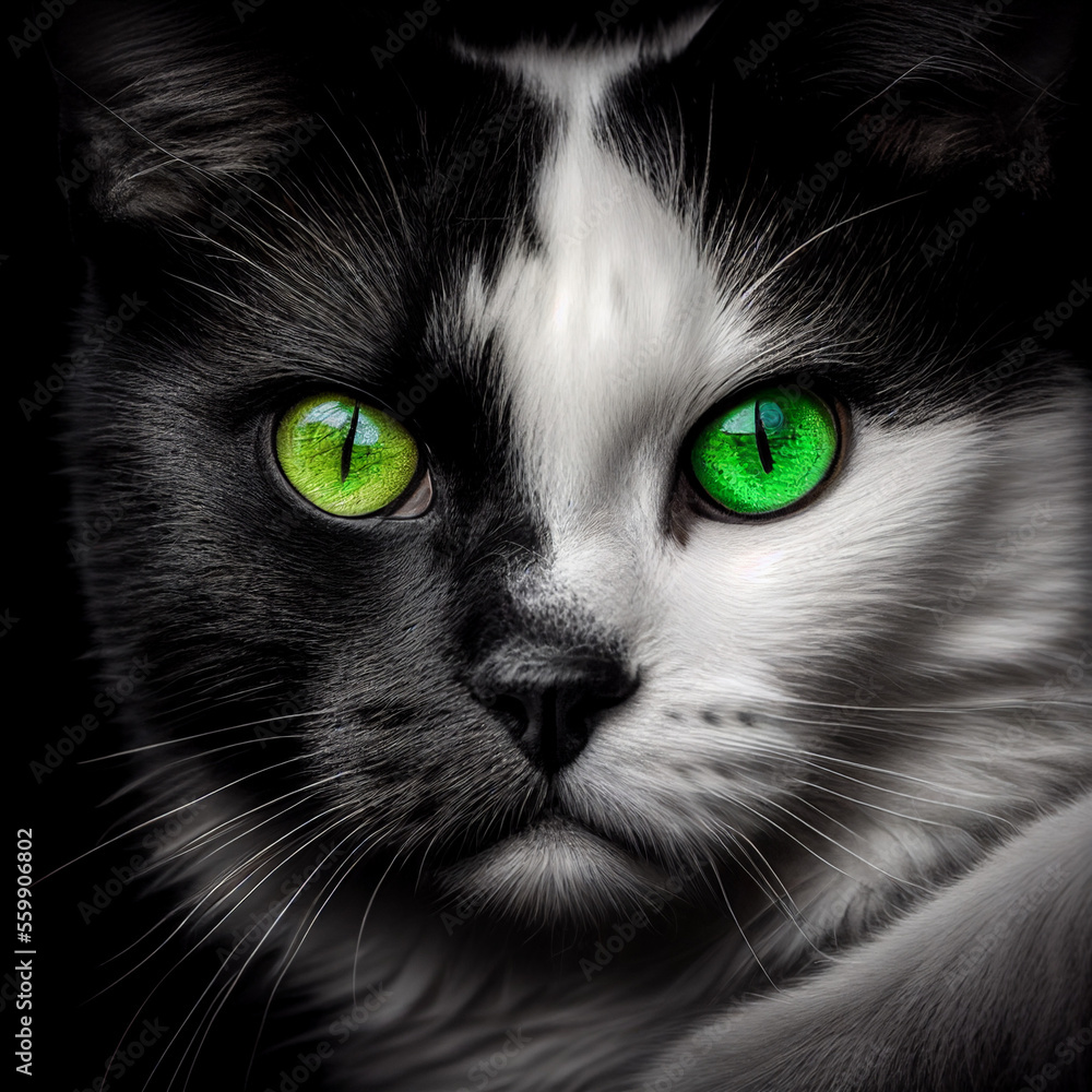 black cat portrait  Generative AI 