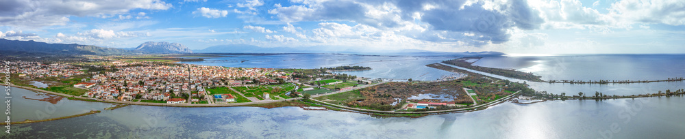 The coastal town in the lagoon of Mesologgi, Greece