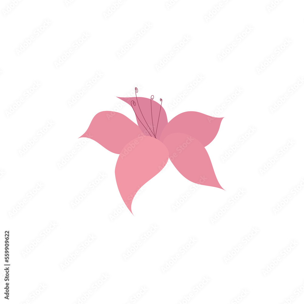 Vector illustration of flowers for the holiday. Decorative flat flower stylized in color. For design for the holidays. Illustrations for stickers, prints, advertisements, solo element