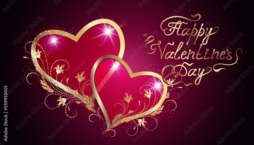 Card with decorative hearts, ornament and handwriting romantic calligraphic lettering Card with decorative hearts, ornament and handwriting romantic calligraphic lettering