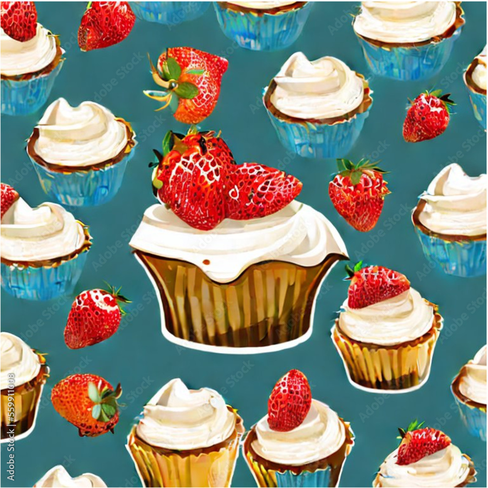 Muffins, Cup Cakes mit Obst und Sahne Muffins, Cup Cakes mit Obst und Sahne
