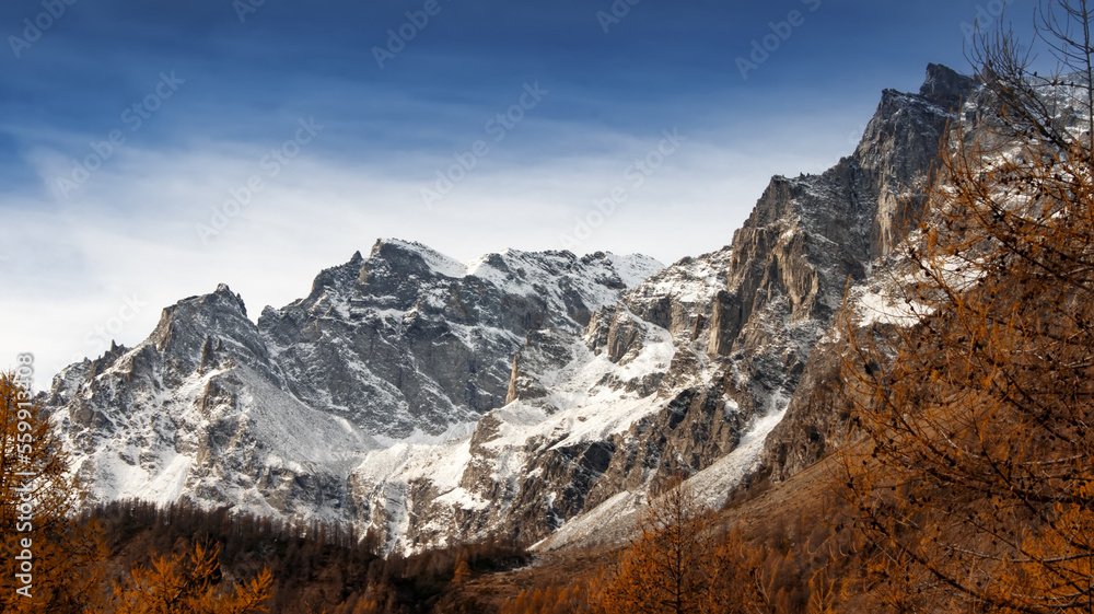 Mont Blanc Alpine landscape with high mountain