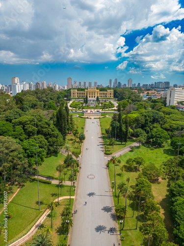 Museu do Ipiranga aerial view - far