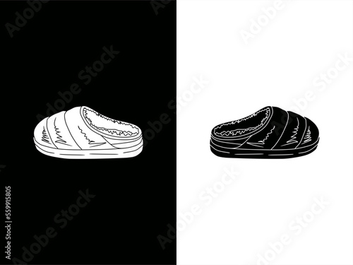 illustration of warm and fluffy slippers for high contrast card