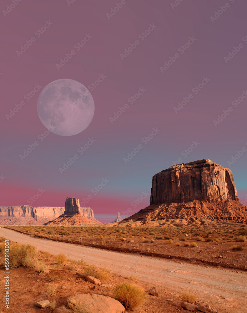 Monument Valley Moon Arizona USA Navajo Nation