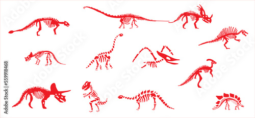Dinosaur skeleton set diplodocus, triceratops, t-rex, stegosaurus, parasaurolophus etc.