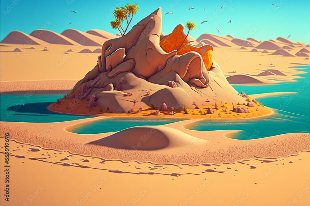 sunset in the sand Generative AI