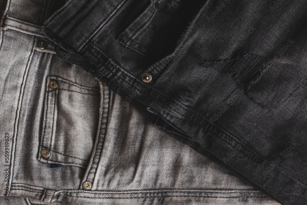 Blue jeans textures and colours with many details creating patterns and backgrounds 