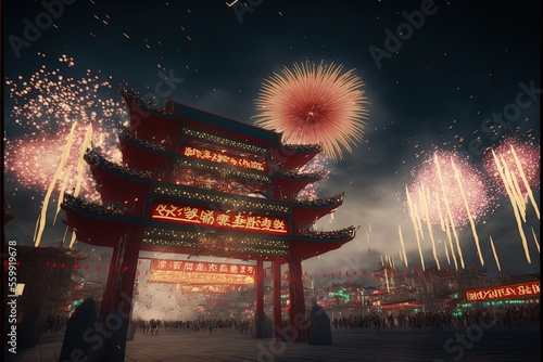 Street view of a festival on Chinese New Year