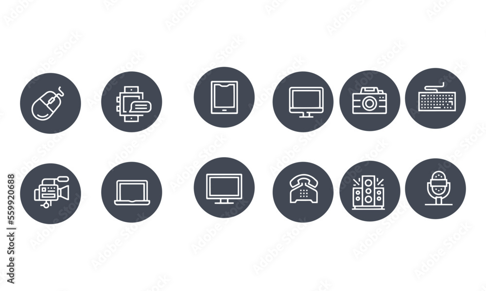 Technology, Devices, Phone, Computer icons vector design 