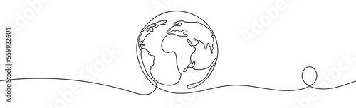 One line style world. Simple modern minimalism continuous earth vector