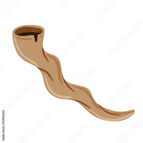 Jewish horn shofar. Ritual religious ancient trumpet. Flat cartoon illustration