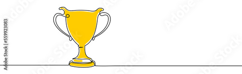 One line drawing of winner trophy minimalism object design vector illustration