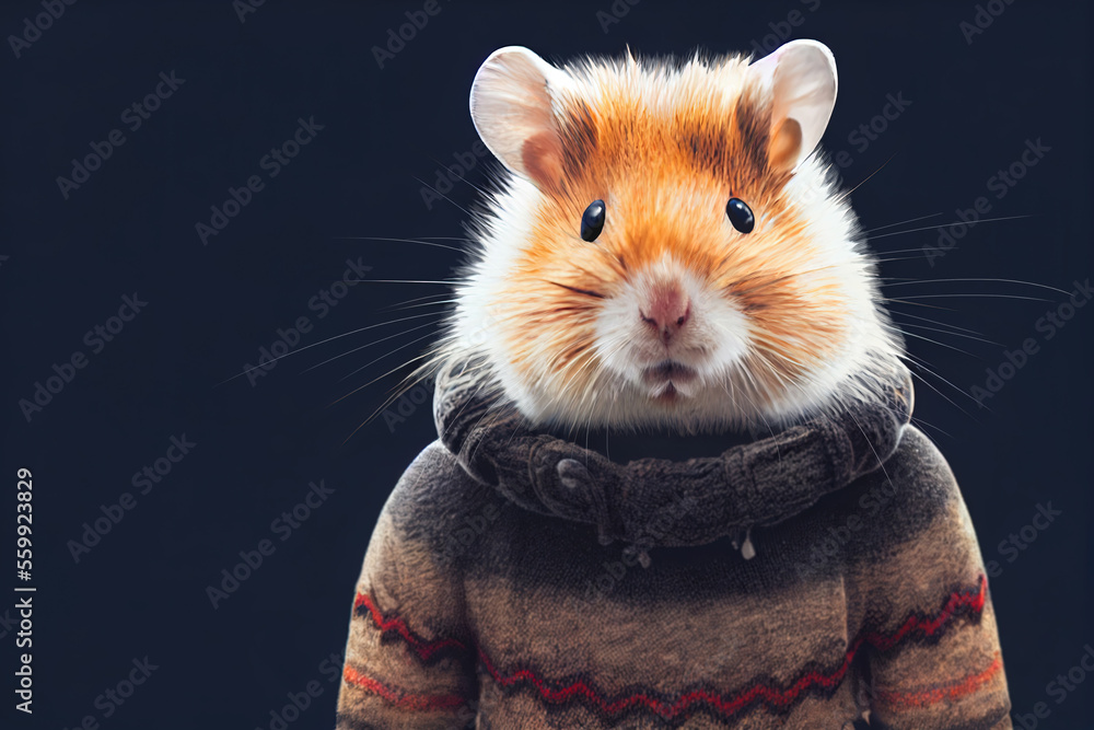 Cute hamster in thick sweater. Hamster cartoon character, funny animal.  Stock Illustration | Adobe Stock