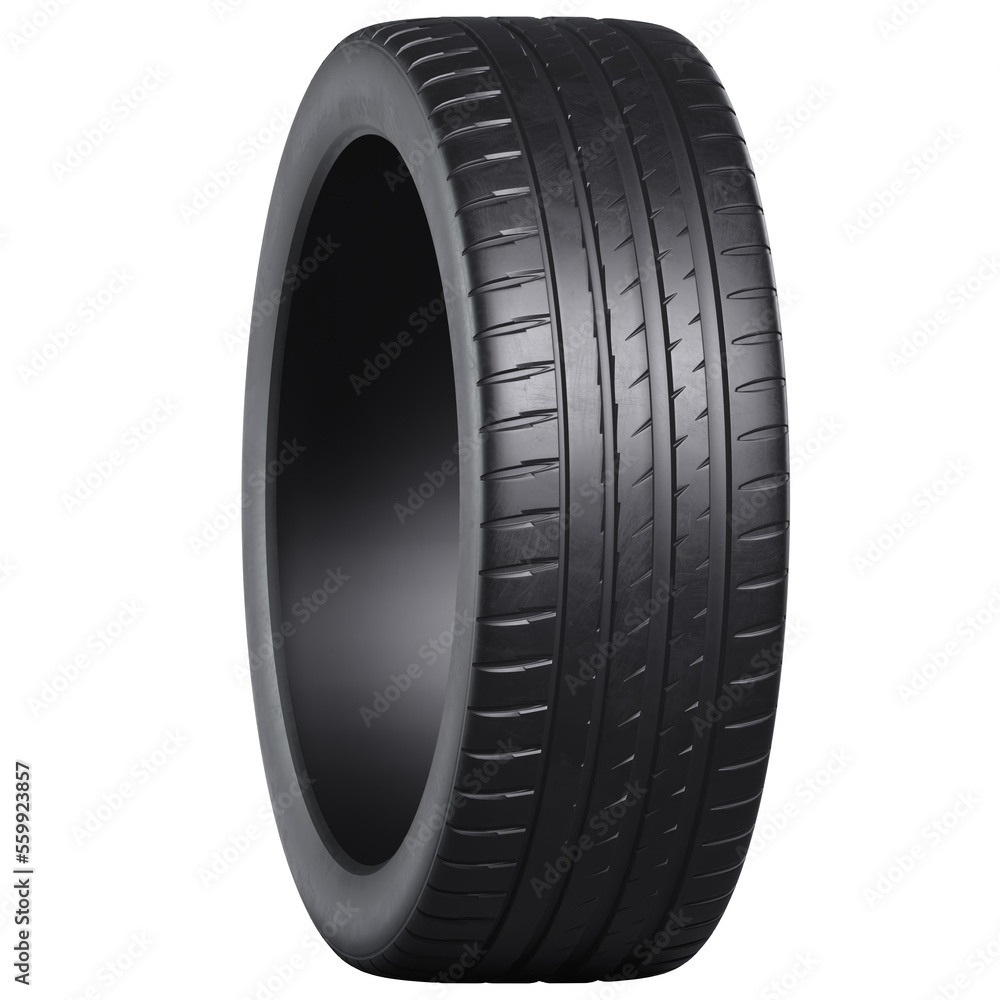 Car tire in high resolution on transparent background.