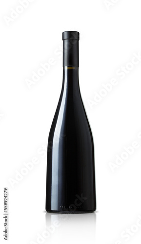 Red wine and a bottle isolated on a transparent background