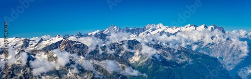 Switzerland 2022, Beautiful view of the Alps and Blue Sky around Titlis mountain.