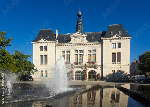 Town hall, view from the outside, town of Montlucon, department of Allier, France