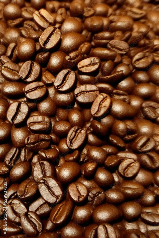 Obraz premium Roasted coffee beans background. IA Tehnology
