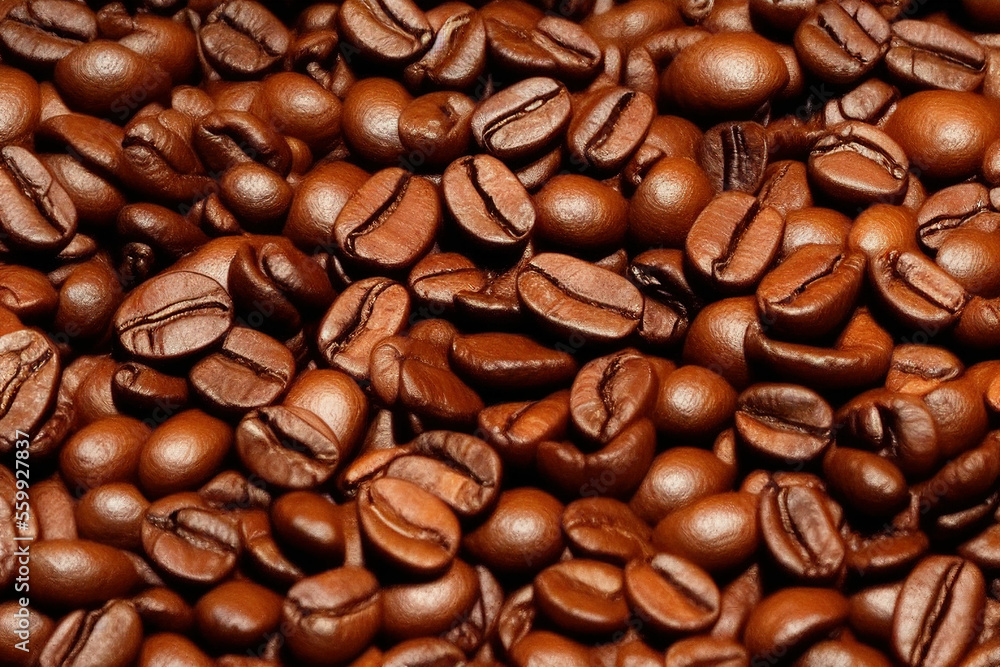 Fototapeta premium Roasted coffee beans background. IA Tehnology