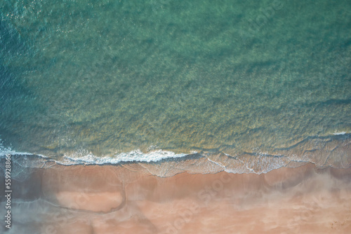 Aerial top down photo of shoreline 