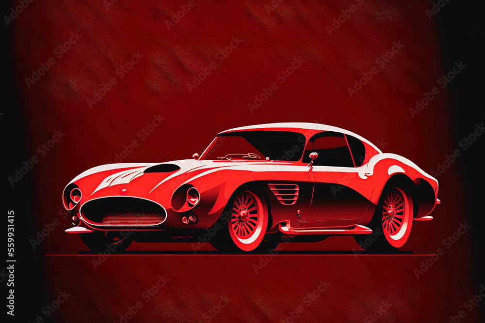 Icon for a red sport automobile in the negative space design. Generative AI