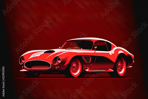 Icon for a red sport automobile in the negative space design. Generative AI © 2rogan