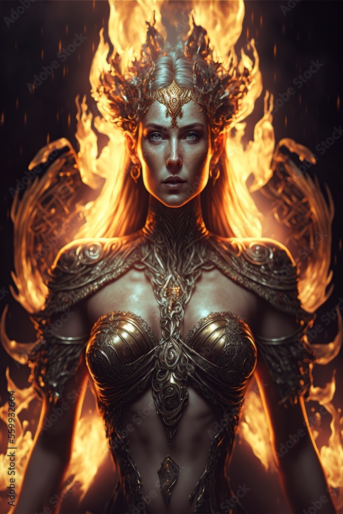 illustration, goddess with lighting body ,image generated by AI.
