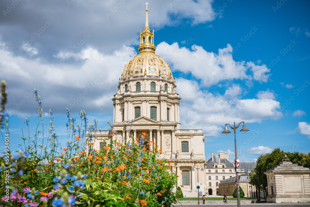Les Invalides golden dome from in Paris, France