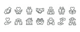 Care and support icon set. Vector graphic illustration.