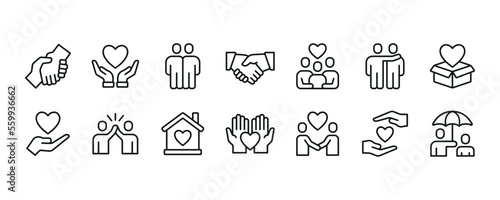 Care and support icon set. Vector graphic illustration.
