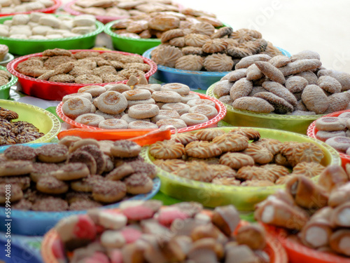 Mexican bread displayed in a flea market in Mexico.