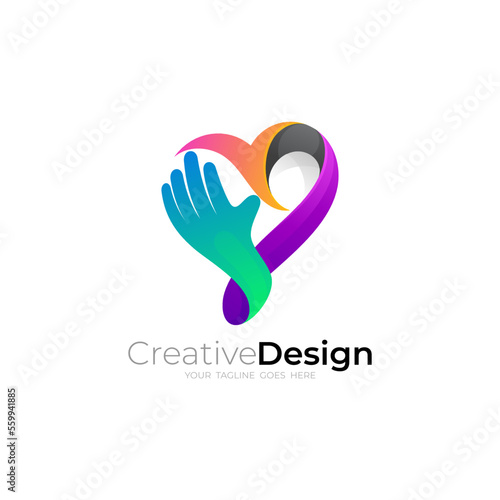 Love icon and hand care design combination, colorful style