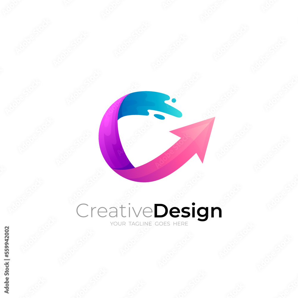 C logo and arrow, Letter C logo with arrow design vector, up icons C logo and arrow, Letter C logo with arrow design vector, up icons