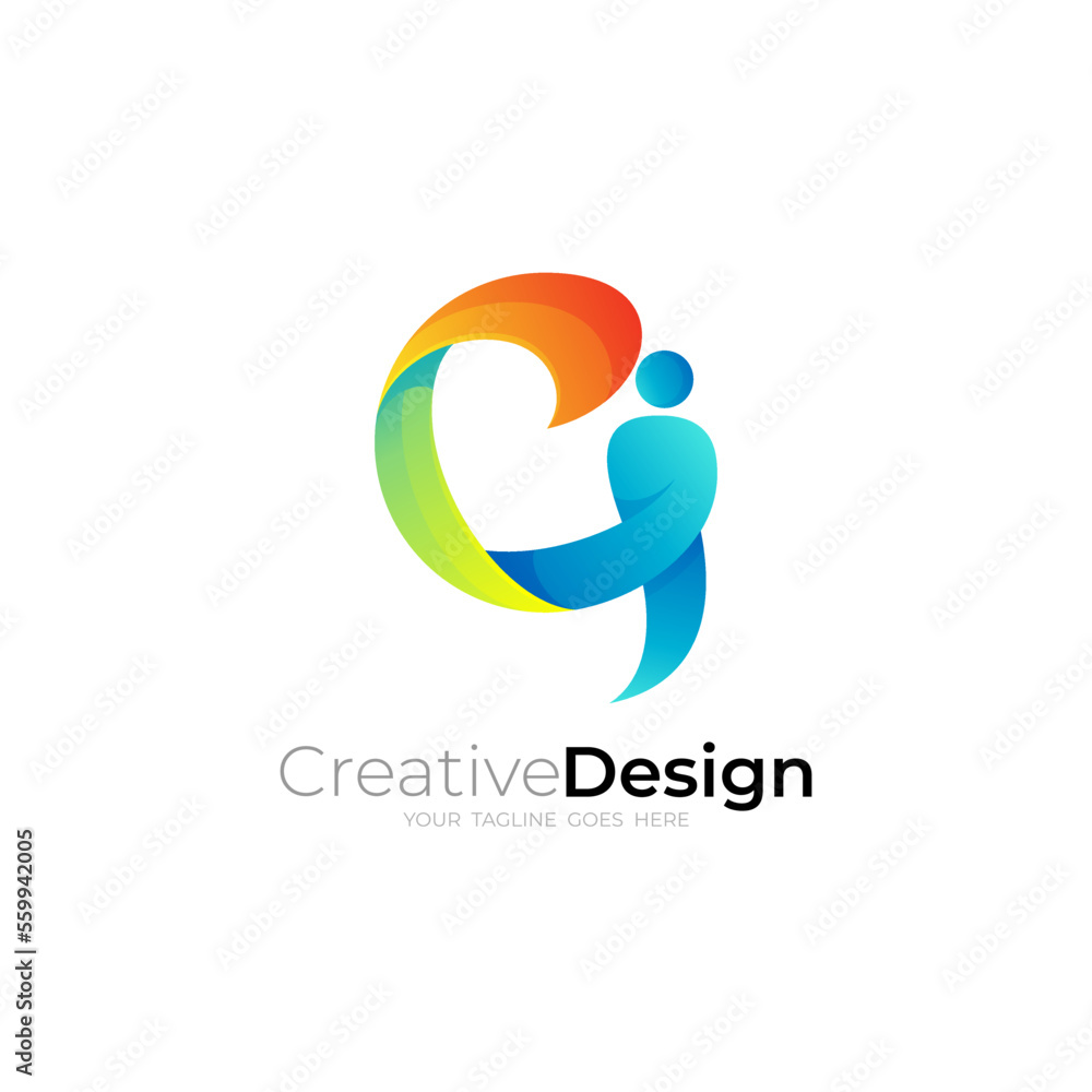 Letter C and I design combination, 3d colorful design Letter C and I design combination, 3d colorful design